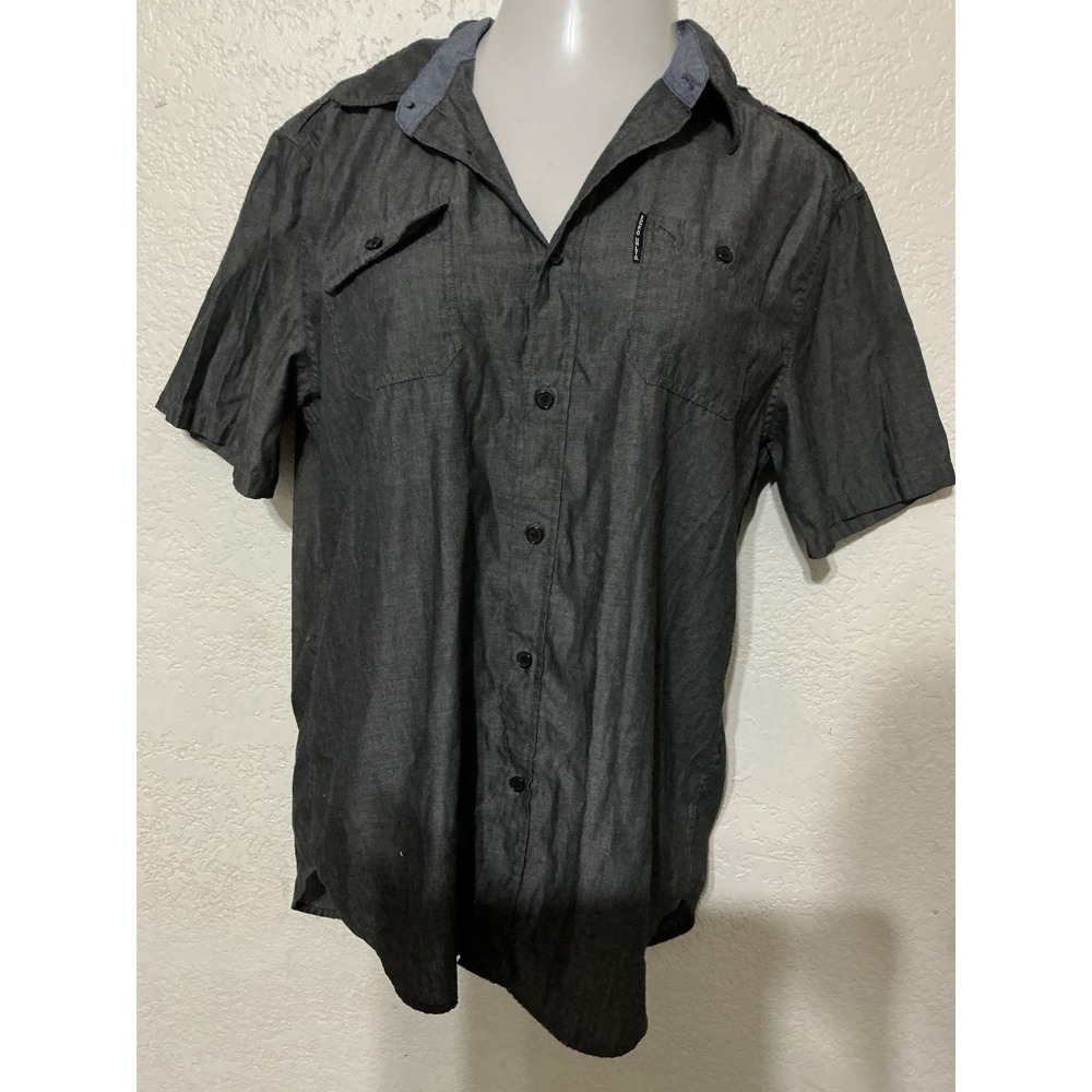 Ecko United Shirt Mens L Gray Button Up Short Sleeve Casual Collared